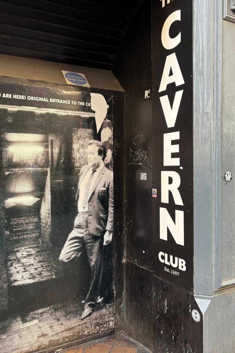 Front view of The Cavern Club original entrance on Liverpool's Mathew Street