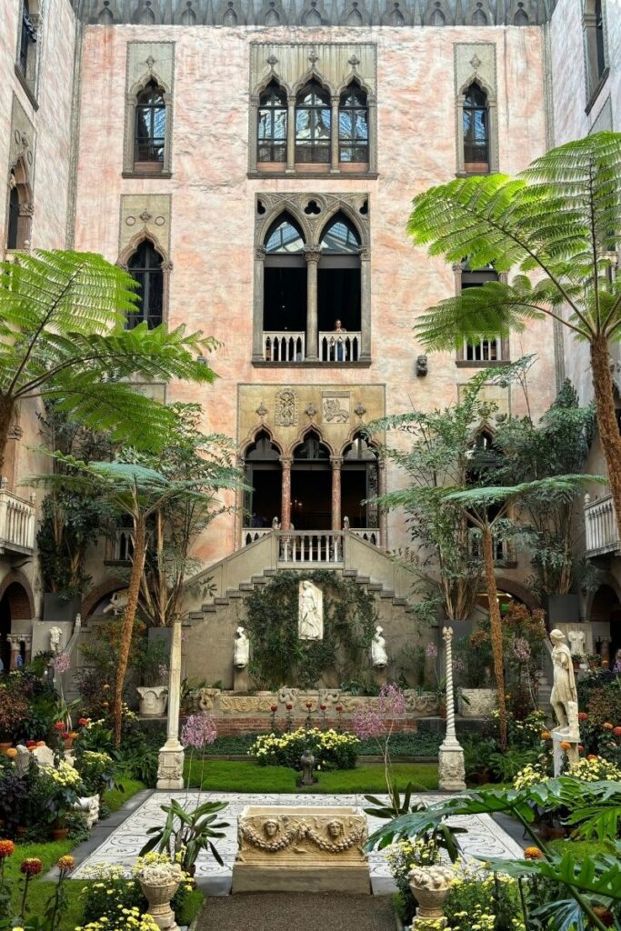 Central courtyard of the Isabella Stewart Gardner Museum in Boston in fall.