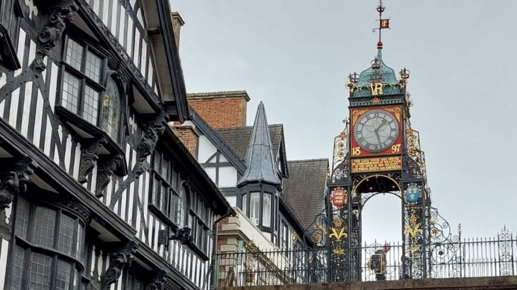 Chester's famous Victorian Eastgate clock on the city walls.