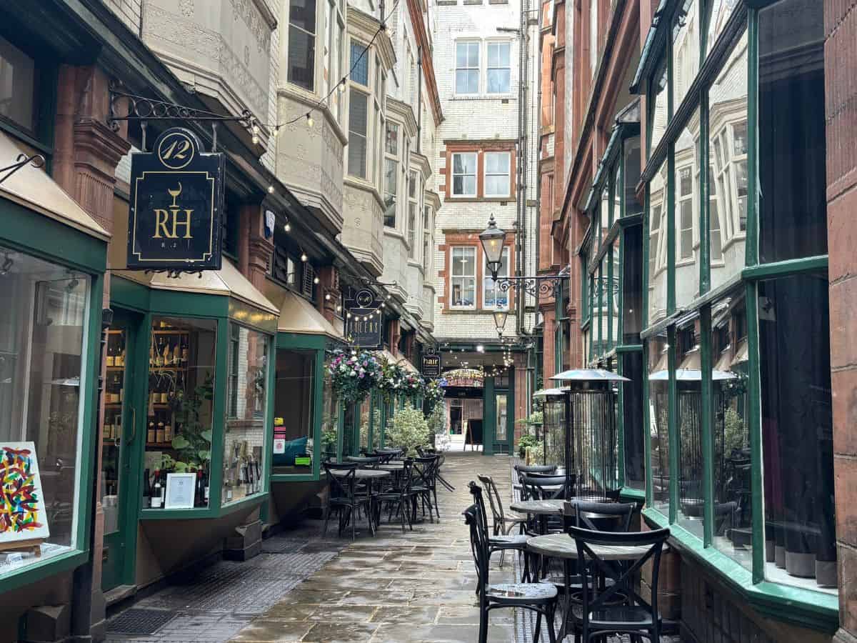 Narrow Victorian arcade Queen Avenue Liverpool hidden gem off Castle Street